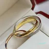 Ring Charms for Woman Designer paar maat 678 voor man Diamond tricyclische crossover Gold PLATED 18K
