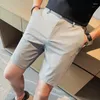 Men's Shorts Pantalones Cortos Summer Knee Length For Men Clothing 2023 Simple Business Formal Wear Slim Fit Casual Short Homme 2Color