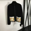 Herbst Designer Frauen Jacke Marke Doppel F Brief Muster Reißverschluss Mädchen Mantel Größe S M L Mode Lose Langarm damen Strickjacke Nov06