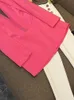 Spring Hot Pink Solid Color Hot Drilling Backless Blazers Black Long Sleeve Lapel Neck Classic Outwear Coats O3N022602