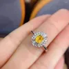 Klusterringar naturlig gul safir s925 sterling silver ring fin mode bröllop smycken för kvinnor meibapjfs