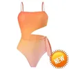 Einteiliger Badeanzug 2023 Neue Druck Bademode Frauen Bandeau Badeanzug Beachwear Push Up Monokini Weibliche Mädchen