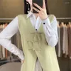 Women's Knits Boutique High-end V-neck Sweater Knitted Vest Cashmere Cardigan