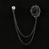 Brooches Pins Fashion Pearl Flower Brooch Alloy Rhinestones Tassel Chain Lapel Pin Beard Suit Shirt Collar For Women Men Jewelry Roya22