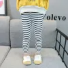 Hotsell Autumn cute girls cotton all-match striped leggings kids casual skinny pants children Render 210508