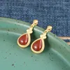 Dingle örhängen sa silver S925 Sterling Silver Water Drop Women's Chinese National Wind Earpiece Red Agate 2023 Women