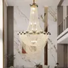 European Duplex Gold Design Sense Crystal Living Room Chandelier Creative New Villa Project Hotel Lobby Crystal Hanging Lighting