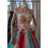 Casual Dresses Fairy Maxi klänningar Multi Colors Abiye Gece Elbisesi Applique Tulle Prom Extra paljett Party Dress Candy Fashion