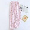 Damen-Nachtwäsche Fdfklak Floral Warm Home Pyjamas Hose Herbst Winter verdicken Hosen drei Schichten Luft Baumwolle Haushaltshosen