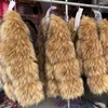 Kvinnors päls faux kappa jacka vinter mode varm tjock räv raccoon läder brun plus storlek särskilt falsk kall 231106