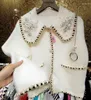 Women's Knits Beads Pearl Cardigan Women Autumn Winter Small Fragrance Thickened Outwear