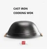 Pannor 1pc non-stick wok obelagda gjutjärnspott hushåll matlagning kök kökskock kock kock