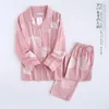 Damen-Nachtwäsche Damen-Kimono Ahornblatt-Pyjama-Set Damen-Pyjama aus 100 % hoher Baumwolle mit langen Ärmeln Freizeit-Pyjama Damen-Pyjama Verkauf im Herbst 230406