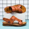 Sandalen Herren Sommer Stil Echtes Leder Casual Strandschuhe Zehenschicht Rindsleder Mode Hausschuhe Weiche Sehnensohle