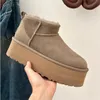 Ultra Mini Plate-forme Boot Designer Femme Hiver Cheville Australie Bottes de neige Fond épais en cuir véritable Bottines chaudes et moelleuses avec fourrure 35-44