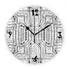 Horloges murales Minimaliste noir blanc gris gris ordinateur de circuit circuit électronique pour le génie technique des génies génies horloge