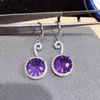 Dangle Earrings Luxury Amethyst Drop For Wedding 10mm Total 8ct Natural Silver Solid 925 Gemstone Jewelry