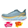 Hoka Bondi 8 Clifton 9男性向けの1つの靴Hokas Black Hhite Shark Gray Goblin Goldin Floral Green Blue Harbor Mensトレーナー