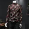 2023 autumn and winter men's new tops brushed long-sleeved T-shirts light luxury fashion trend business casual handsome botto208S