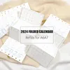 MyPretties 2 feuilles 2024 calendrier plié planificateur annuel recharge papiers A6 A7 pour classeur à 6 trous organisateur cahier N.1446