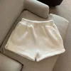 Kvinnors shorts solida kvinnor Autumn Winter Soft All-Match Side Slitt tjockare elastisk ficka hög midja Plush Warm Simple Office Lady Lady