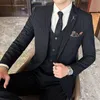 Men's Tracksuits Plaid Suit Fashionable Business Groom's Wedding Dress Large Size Casual Three PiecesMen's