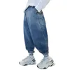 Jeans pojkar avslappnade lutning jeans vår höst doppfärgning denim byxor mode barns lösa byxor stora pojkekläder 6 8 10 12 14 år gammal 230406