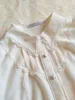 Bloups feminina camisa feminina gótica de chiffon botão para baixo camisa branca/preta camisa lolita com pescoço redondo 230406