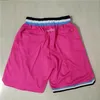 Men's Team Basketball Short Just Fan's Pink Color Black Red Sport Stitched Shorts Hip Pop Pants With Pocket Zipper Sweat228S