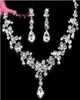 STOCK 2022 High Quality Luxury Crystals Jewerly Two Pieces Earrings Necklace Rhinestone Wedding Bridal Sets Jewelry Set3878310