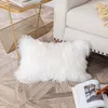 Pillow Single Side Real Mongolian Fur Tibetan Lamb Skin Cover White Sofa Chair Decoration Pillowcase 12x20inch