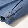 Chemises décontractées pour hommes Chemise de travail en denim occidental classique à manches longues pour hommes Poche poitrine unique Coupe standard Confort Durabilité Chemises en coton décontractées douces Q231106