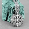 Colares de pingente design criativo viking rune bússola colar vintage moda amuleto de aço inoxidável para jóias por atacado masculinas