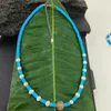 ネックレスイヤリングセットUSENSET BLUE TURQUOISE FRESQUATER PEARL HANDMADE JEWELRYステンレス鋼