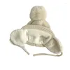 ベレットキッズウィンターボンバーハットシェルパ裏地耳保護ボンネットかわいい子供編みポムトラッパーハットスカリー3〜12年のBAB
