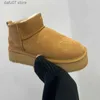 Botas de couro botas de neve de pele para mulheres ultra mini inverno plataforma plana tornozelo sapatos tasman senhoras austrália clássico quente navio livre t231106