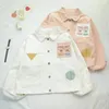 Jackets femininos japoneses Mori Harajuku BF BF Wind Patch bordado lapela de lapela curta Cardigan Jacket