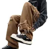 Men's Jeans Fashion Stars Towel Embroidery Brown Baggy Men Pants Y2K Clothes Straight Hip Hop Cotton Trousers