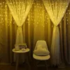 Strängar LED Twinkle Star Window Curtain String Light Wedding Party Home Garden Bedroom ljus
