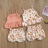 Set di abbigliamento 0-24m Born Girl Clothes Showwers Stampa senza maniche per increspature Shorts 2pcs