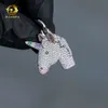 Anpassade hiphopsmycken Lucky Unicorn Pendant AAAAA+ CZ Charm 925 Silverhänge för barnkvinnor Män