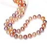 Chains Colorful Pearl Necklaces 7-8mm Natural Round Freshwater Necklace 18" Beautiful Three Colors(white Pink And Lavender)