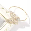 Bangle Gold Color Ridestone Butterfly Pearl Opening Verstelbare armband voor vrouwelijke meisjes Bohemia Hollow Out Gifts