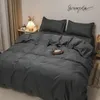 Bedding Sets Japanese Gray Solid Color Pattern Set 210x210 Duvet Cover Pillowcase 3pcs 200x220 Big Quilt