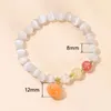 Natural White Cat Eyes Stone Peach Pendant Beaded Bracelets Women Korean Style Lucky Bead Rope Strand Bangles Design Jewelry