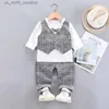 Kledingsets Herfst Kinderen Baby Gentleman Kids Jongens Strips Pak Lange Mouw Vest + T-shirt Broek Peuter Mode Katoenen Kleding R231106