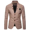 Men's Suits Spring And Autumn Multi-button Decoration Casual Stand-up Collar Suit Solid Color Male Coat