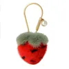 Porte-clés véritable porte-clés doux mignon mini petite fraise pour femmes sac à main pendentif voiture charme porte-clés bijoux anneau en métal cadeau