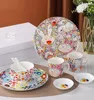 Plates Sunflower Ceramic Party Tableware Set Porcelain Breakfast Plate Dish Noodle Bowl Coffee Cup Decorative