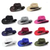 Basker vintage country western fedora hatt cowgirl leathers band för party po props headwaer gåvor